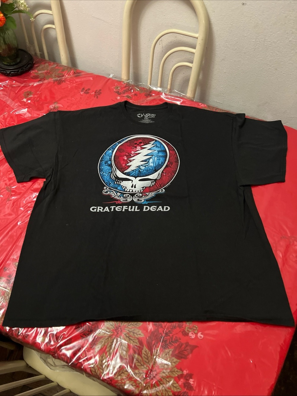 Liquid Blue Grateful Dead Black Graphic Tee with Lightning Skull mens Sz 3XL